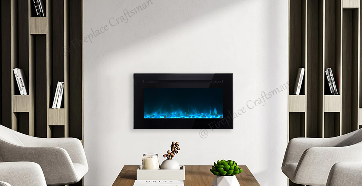 Factory worker inspecting a customized electric fireplace unit.