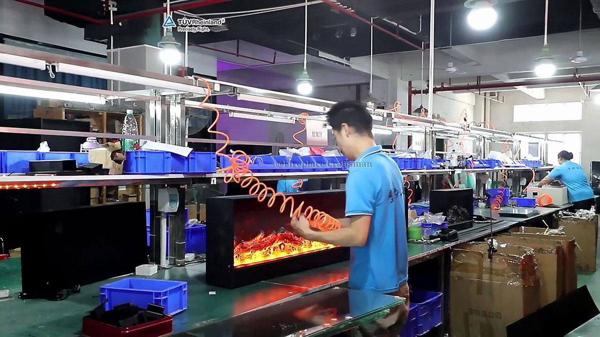 electric fireplace manufacturing process assembly line